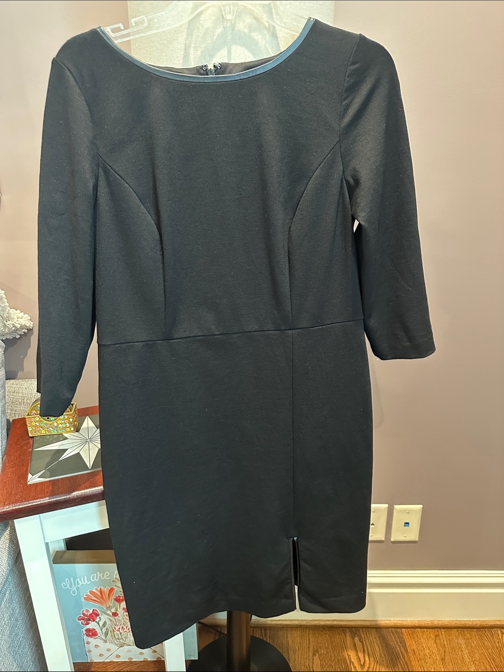 Classic Black Sheath Dress with 3/4 Sleeves